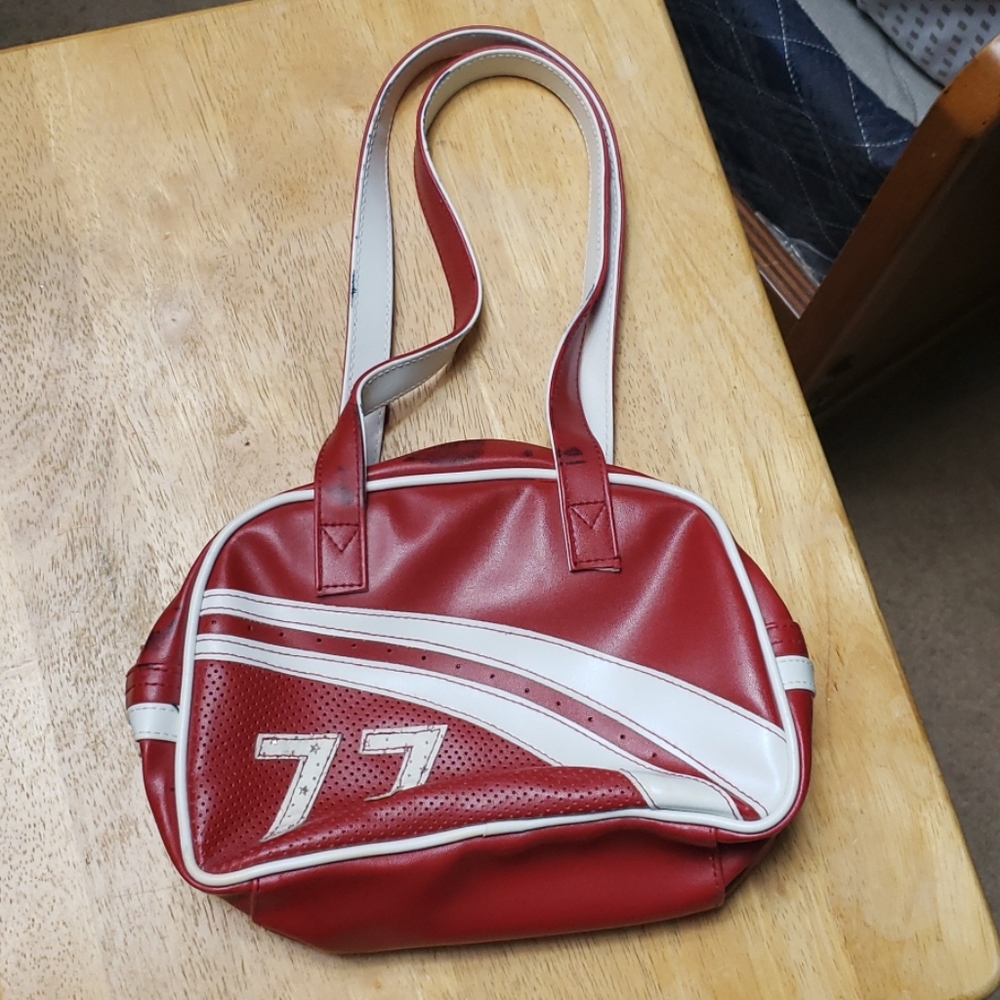 Red Vinyl Mini Bowling Bag Purse